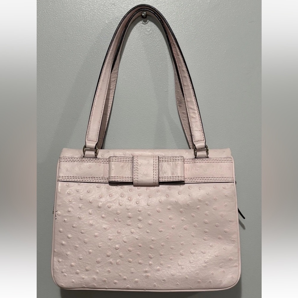 Kate Spade Darcy Bow Ostrich Embossed Leather Purse Pink
